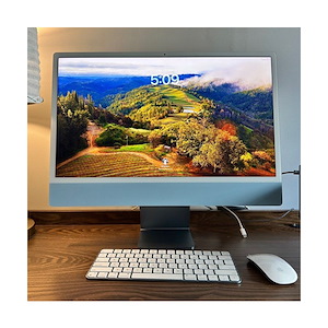 کامپیوتر اپل 24 اینچ مدل iMac 2021 M1 with Touch ID رم 8 گیگابایت ظرفیت 256 گیگابایت Apple iMac 24-inch 2021 with Touch ID M1 8GB RAM 256GB SSD Blue All-in-One - MGPK3